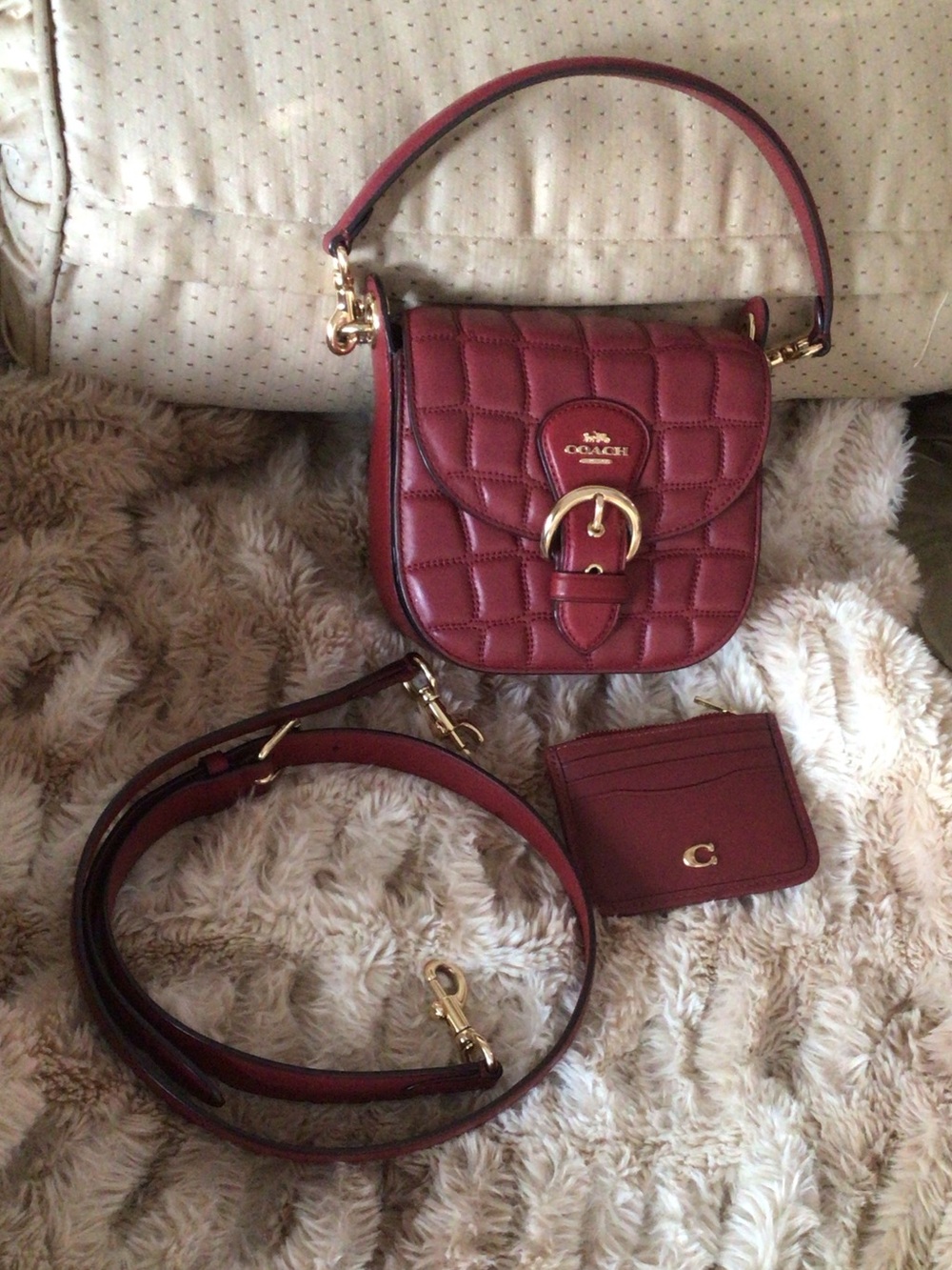 Coach kleo quilted leather bag with card wallet